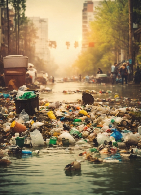 Water, Daytime, Human, Tree, Pollution, Crowd