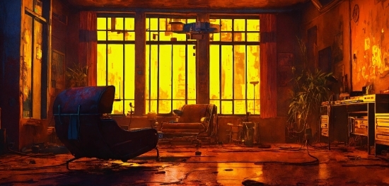 Window, Amber, Light, Wood, Building, Fixture