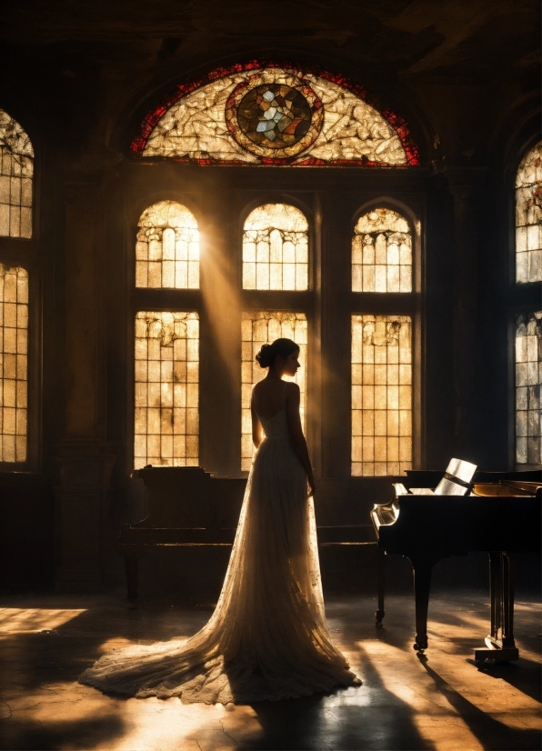 Window, Wedding Dress, Building, Flash Photography, Dress, Sunlight