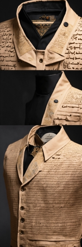 Wood, Collar, Beige, Font, Dress Shirt, Triangle