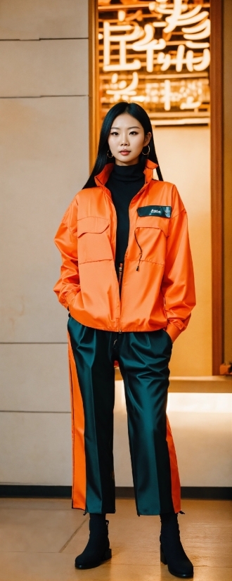 Workwear, Orange, Sleeve, Collar, High-visibility Clothing, Fashion Design