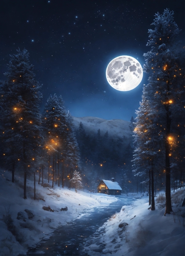 Ai And Retail Industry, Atmosphere, Sky, Snow, Moon, Light