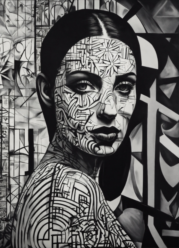 Ai Generated Art Dalle, Human, Beard, Style, Art, Black-and-white