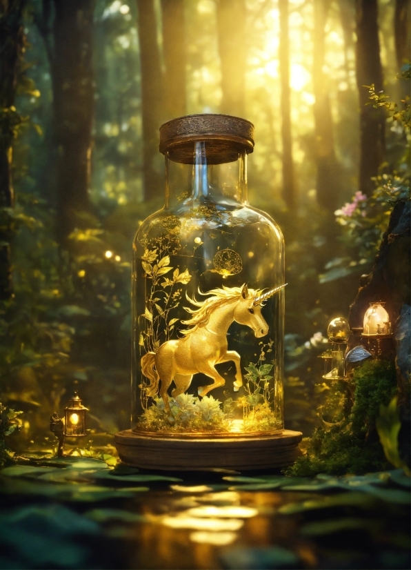 Ai Generated Pictures, Bottle, Drinkware, Horse, Plant, Glass Bottle