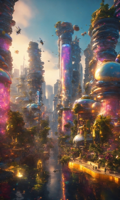 Ai Image To 3d Model, Skyscraper, Sky, World, Cloud, Purple