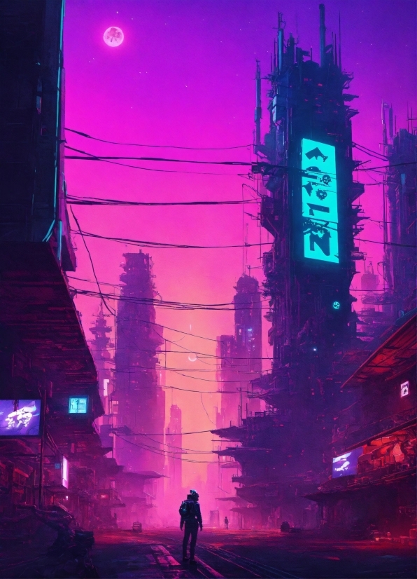 Artificial Intelligence Ai Software, Building, Skyscraper, Atmosphere, Purple, Light