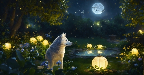 Atmosphere, Dog, Plant, Sky, Light, Moon