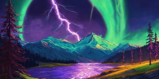 Atmosphere, Lightning, Thunder, Light, Natural Landscape, Purple