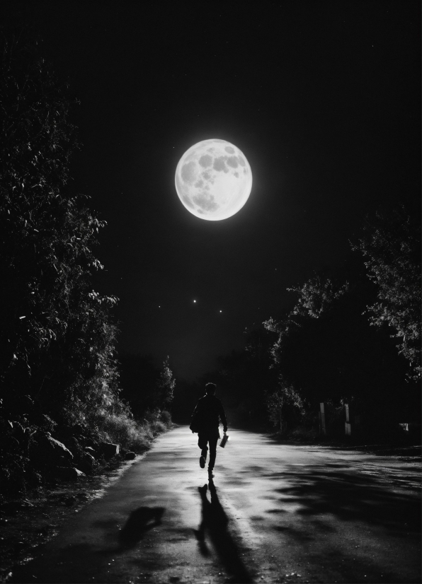 Atmosphere, Moon, Light, Black, Tree, Flash Photography