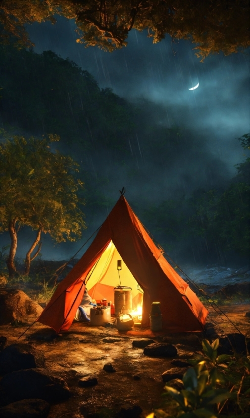 Atmosphere, Tent, Sky, Light, Cloud, Camping