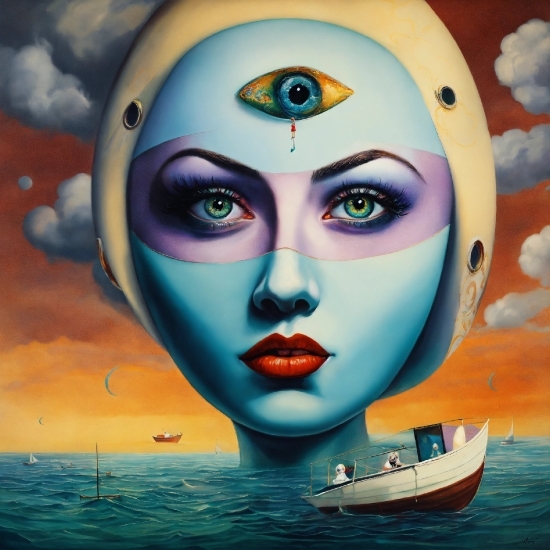 Azure, Eyelash, Art, Sky, Boat, Water