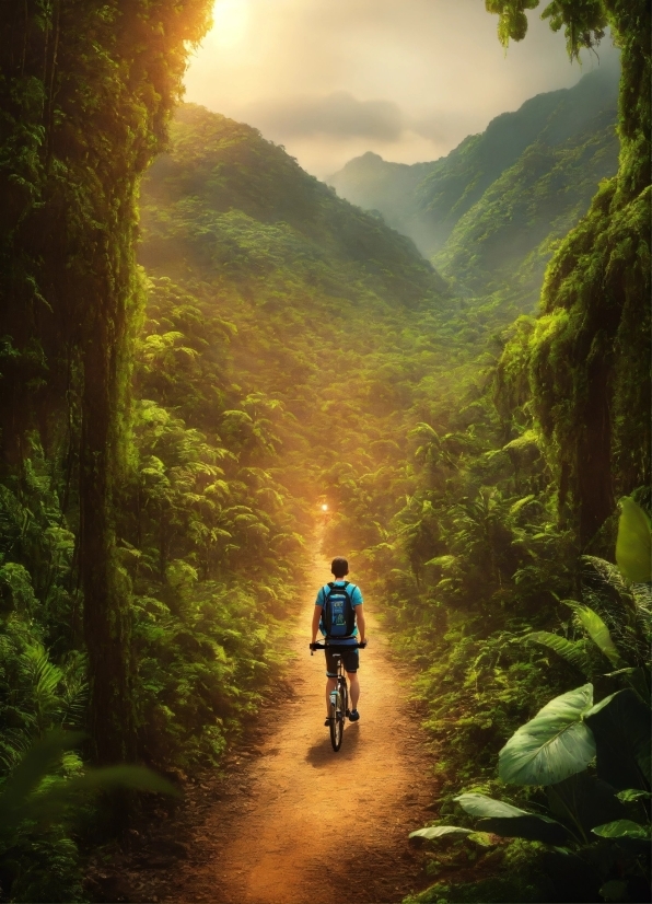Bicycle, Plant, Mountain, Sky, Tire, Light
