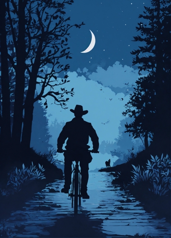 Bicycle, Sky, Moon, Bicycle Wheel, Nature, People In Nature