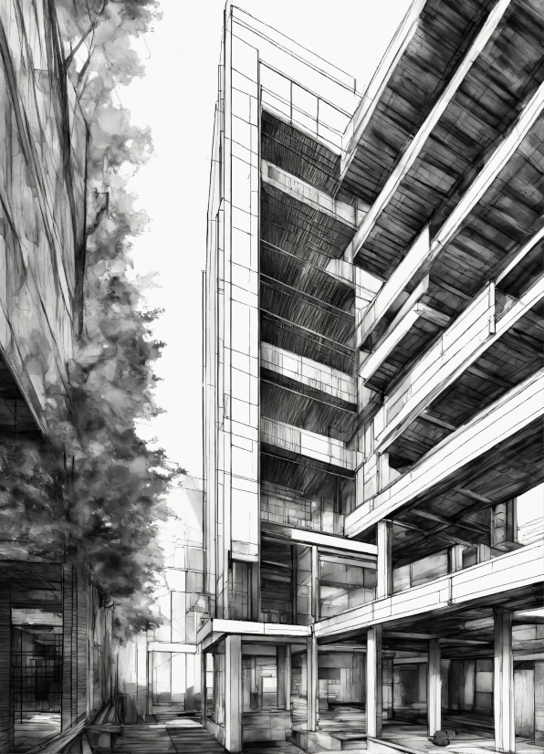 Building, Infrastructure, Neighbourhood, Urban Design, Black-and-white, Tower Block