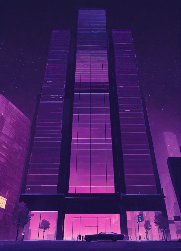 Building, Skyscraper, Purple, Rectangle, Tower Block, Pink