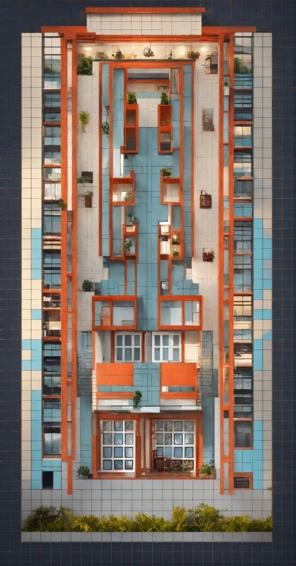 Building, Window, Azure, Rectangle, Wood, Orange