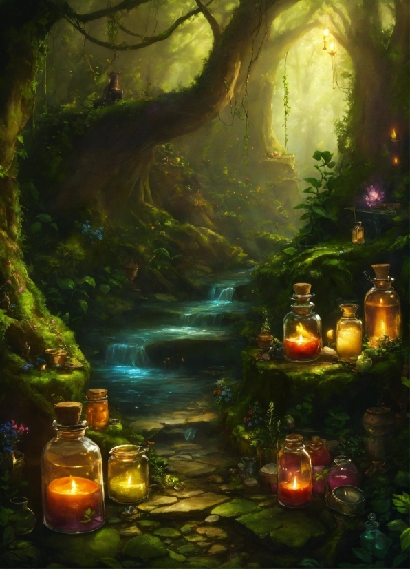 Candle, Nature, Plant, Branch, Natural Landscape, Bottle