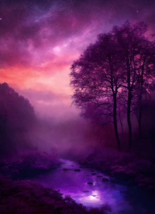 Cloud, Atmosphere, Water, Sky, Purple, Tree