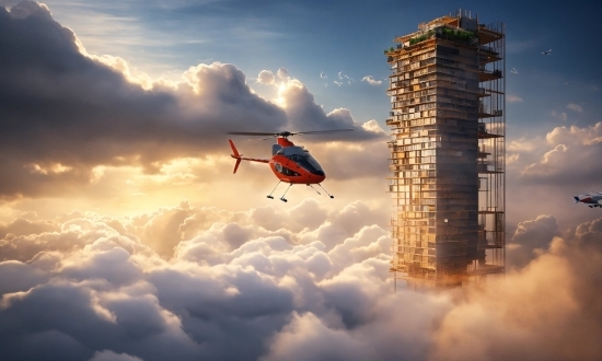 Cloud, Sky, Vehicle, Atmosphere, Helicopter, Rotorcraft