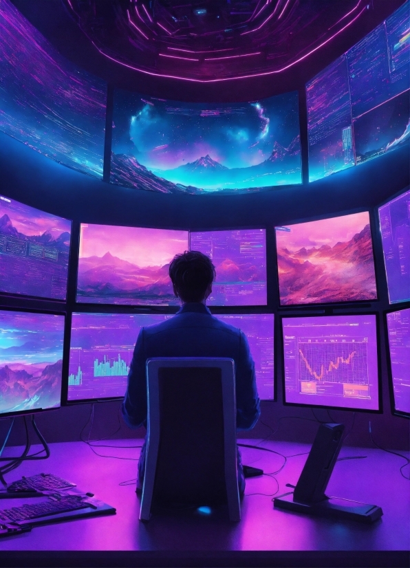 Computer, Light, Purple, World, Interior Design, Entertainment