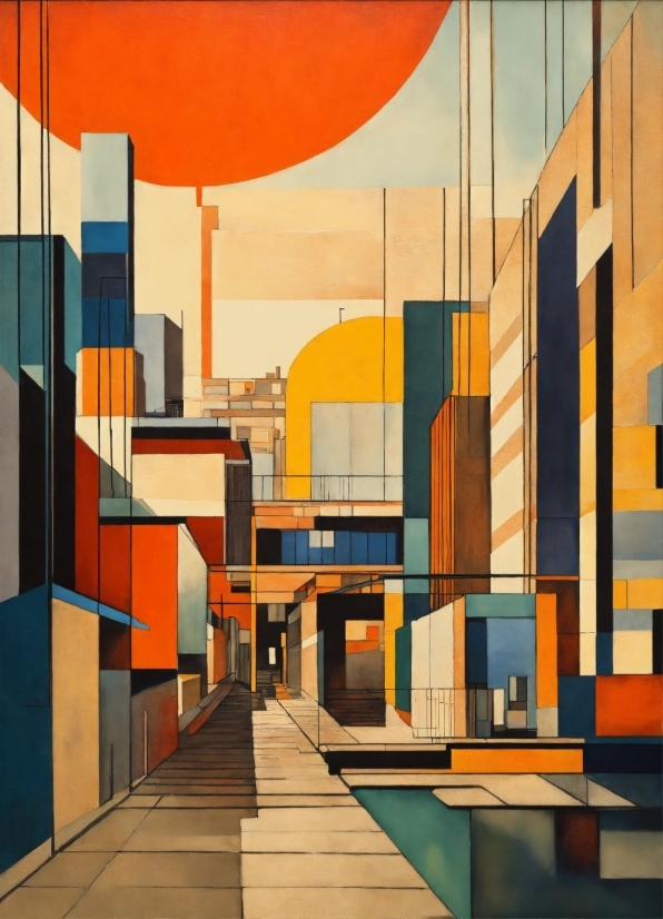 Daytime, Building, Orange, Rectangle, Urban Design, Art