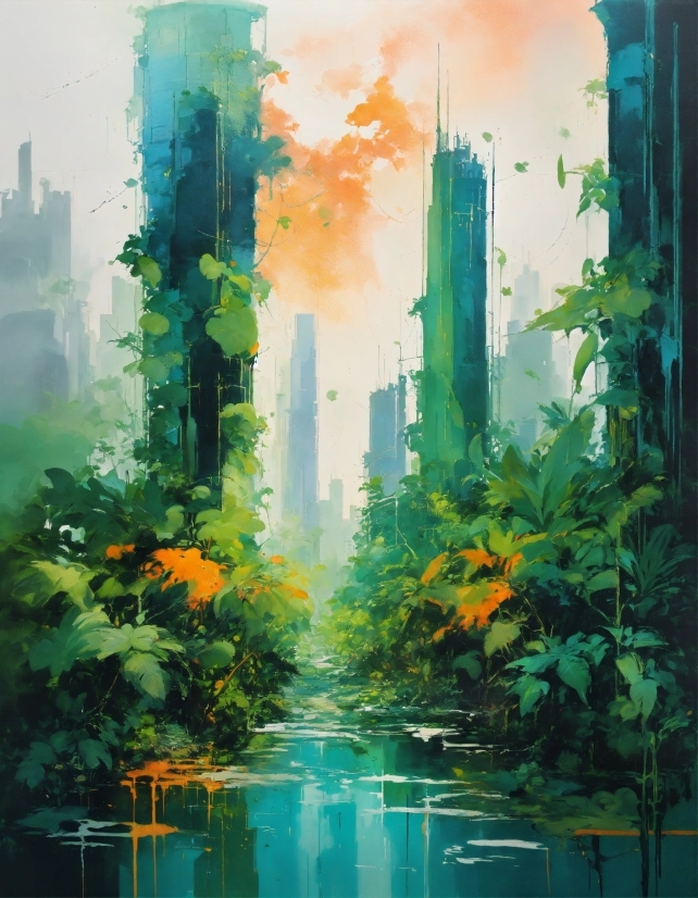 Daytime, Skyscraper, Green, Paint, Natural Landscape, Nature