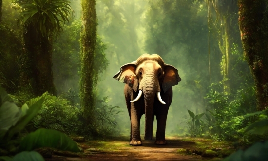 Elephant, Plant, Ecoregion, Natural Landscape, Elephants And Mammoths, Working Animal