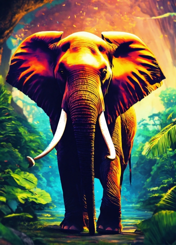 Elephant, Plant, Light, Organism, Elephants And Mammoths, Natural Landscape