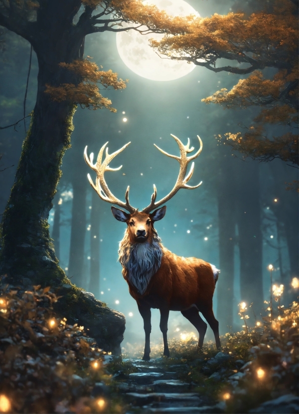 Elk, Light, Nature, Deer, Plant, Branch