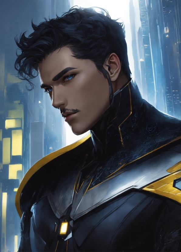 Flash Photography, Cool, Black Hair, Cg Artwork, Fictional Character, Electric Blue