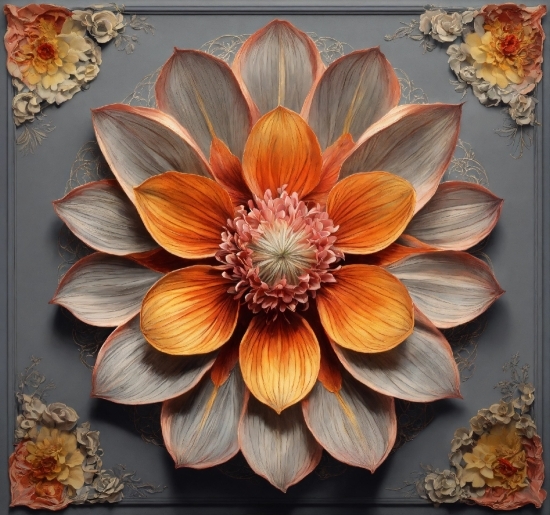 Flower, Orange, Petal, Art, Artificial Flower, Rectangle