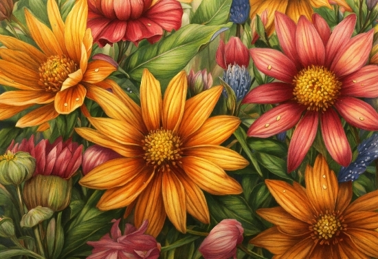 Flower, Petal, Orange, Botany, Textile, Art