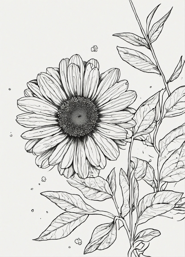 Flower, Plant, Botany, Petal, Art, Black-and-white