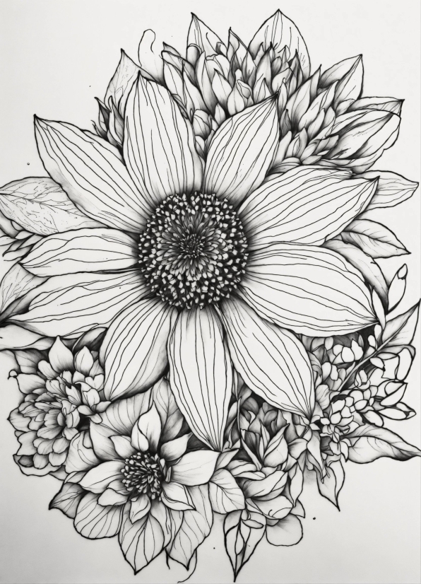 Flower, Plant, Botany, Petal, Black-and-white, Art
