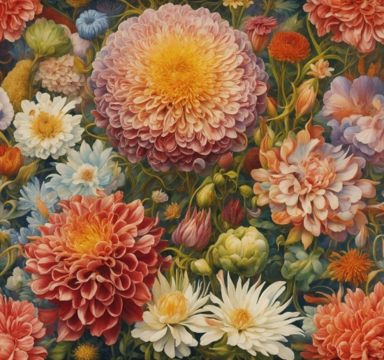 Flower, Plant, Botany, Petal, Textile, Painting