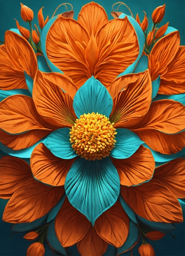 Flower, Plant, Leaf, Orange, Petal, Art