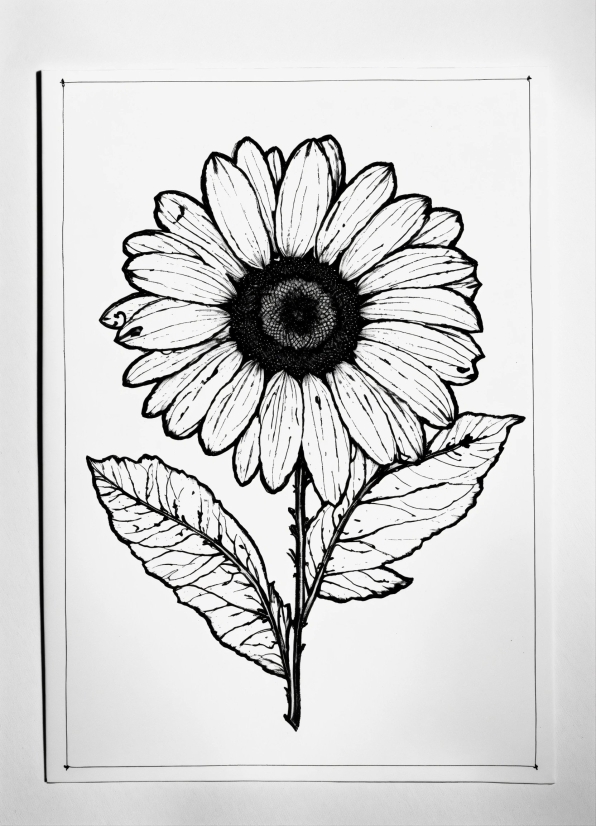 Flower, Plant, Petal, Art, Black-and-white, Creative Arts