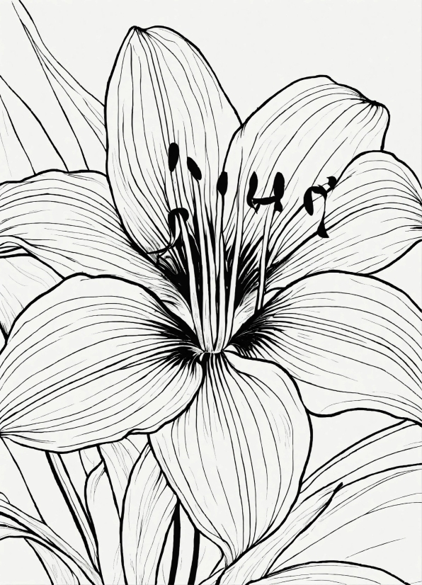 Flower, Plant, Petal, Black-and-white, Art, Herbaceous Plant