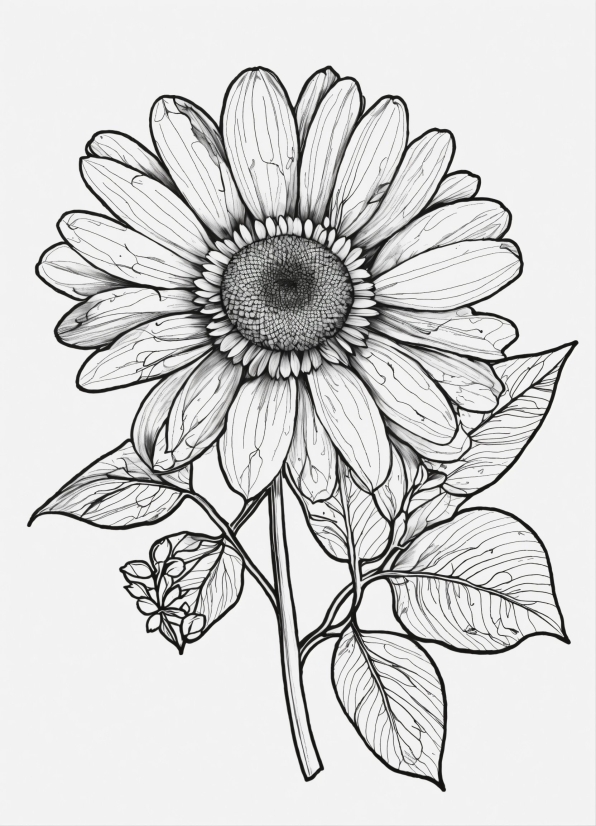 Flower, Plant, Petal, Black-and-white, Art, Symmetry
