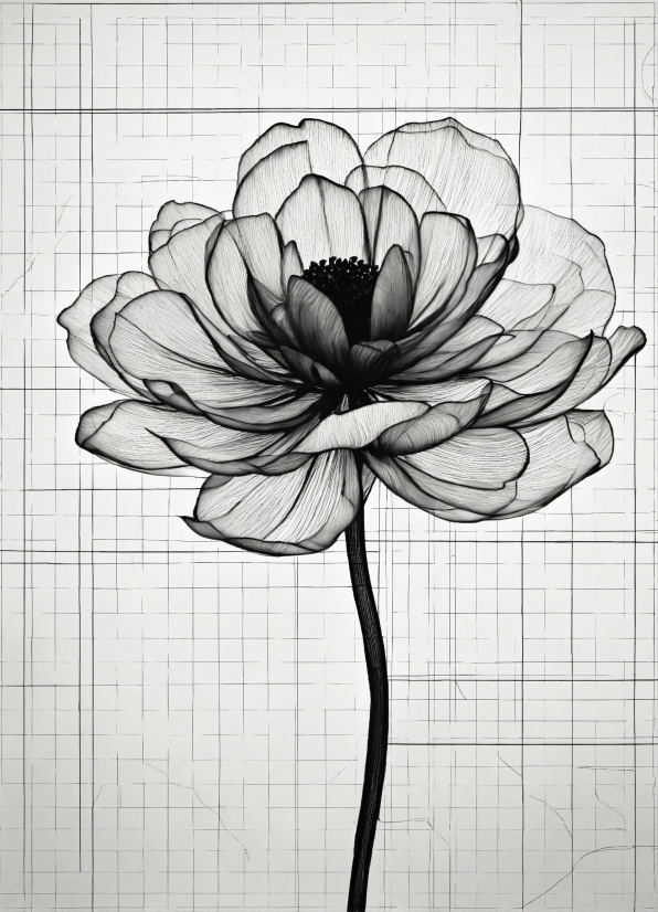Flower, Plant, Petal, Black-and-white, Style, Art
