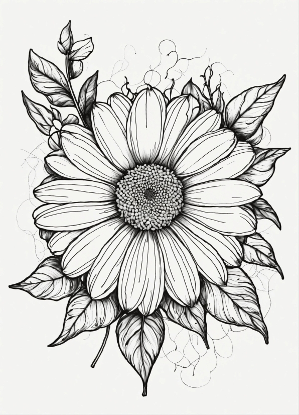 Flower, Plant, Petal, Botany, Black-and-white, Art