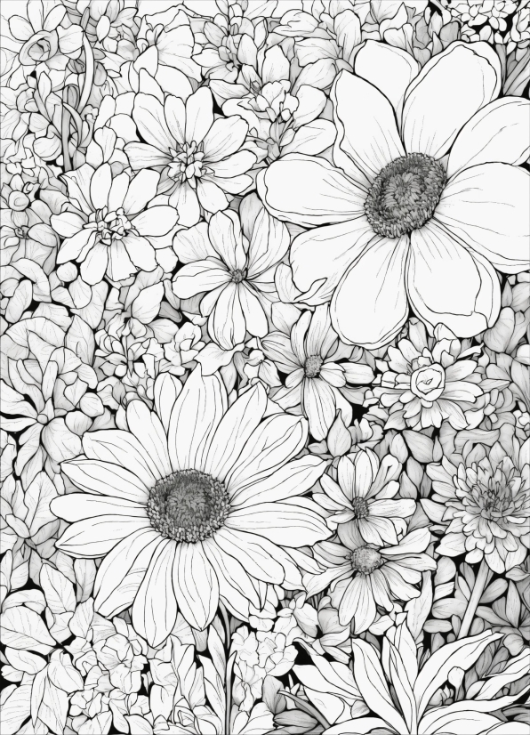 Flower, Plant, Petal, Botany, Black-and-white, Rectangle