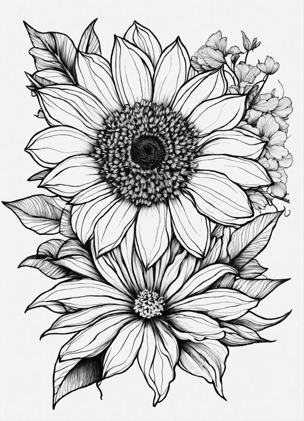 Flower, Plant, Petal, Botany, Black-and-white, Symmetry