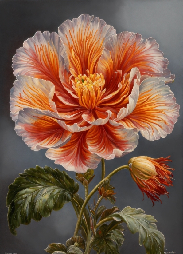 Flower, Plant, Petal, Botany, Orange, Painting