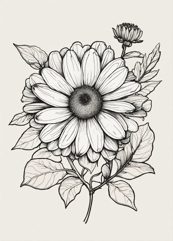 Flower, Plant, Petal, Creative Arts, Black-and-white, Art