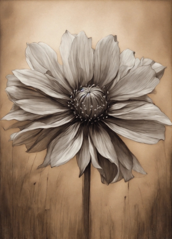 Flower, Plant, Petal, Grey, Wood, Art