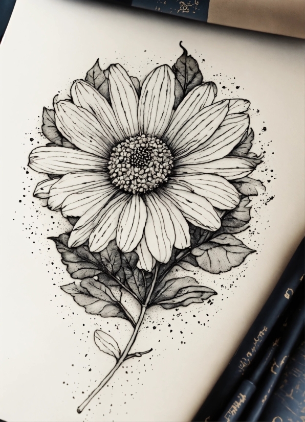 Flower, Plant, Petal, Rectangle, Black-and-white, Style