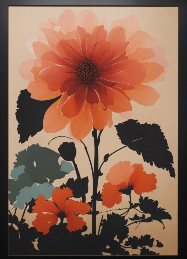 Flower, Plant, Petal, Textile, Orange, Art