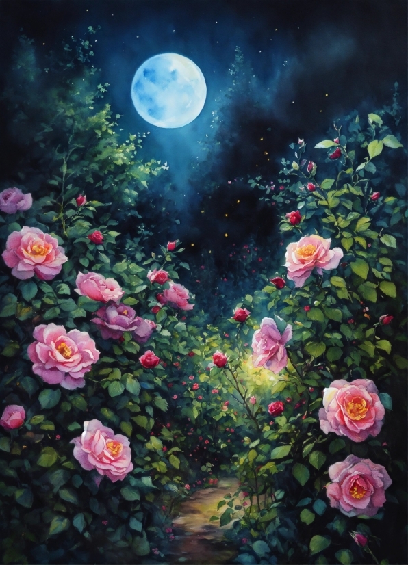 Flower, Plant, Sky, Moon, Petal, Light