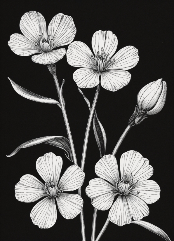 Flower, Plant, White, Petal, Creative Arts, Illustration